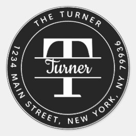 Pegatina Redonda Crea tu propia dirección de devolución con monogra