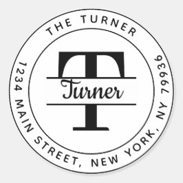 Pegatina Redonda Crea tu propia dirección de devolución con monogra