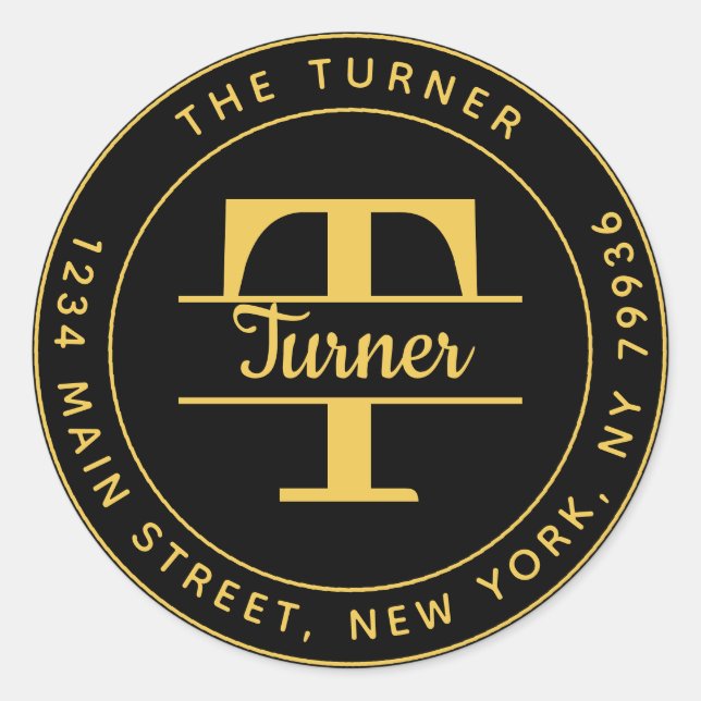 Pegatina Redonda Crea tu propia dirección de devolución con monogra (Anverso)