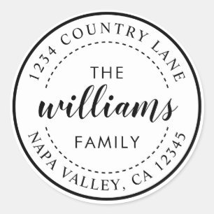 Pegatina Redonda Crea tu propia dirección de devolución de caligraf