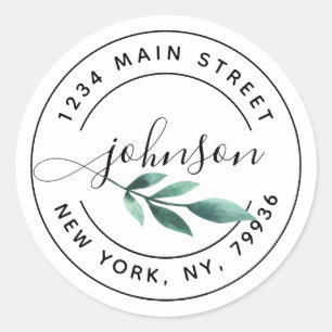 Pegatina Redonda Crea tu propia dirección de devolución moderna