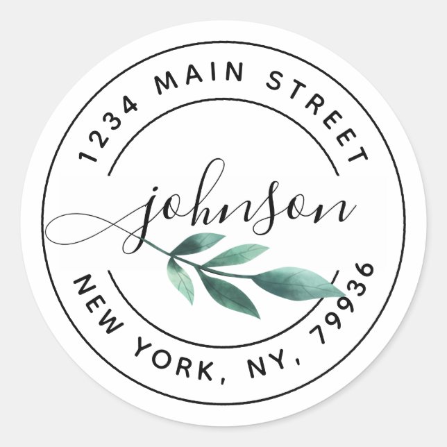 Pegatina Redonda Crea tu propia dirección de devolución moderna (Anverso)