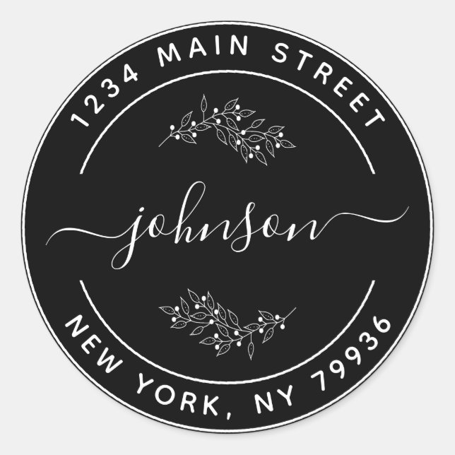 Pegatina Redonda Crea tu propia dirección de devolución redonda (Anverso)