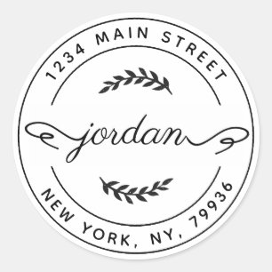 Pegatina Redonda Crea Tu Propia Dirección de Devolución Redonda