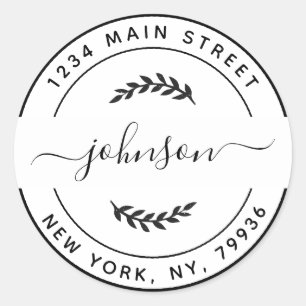 Pegatina Redonda Crea Tu Propia Dirección de Devolución Redonda