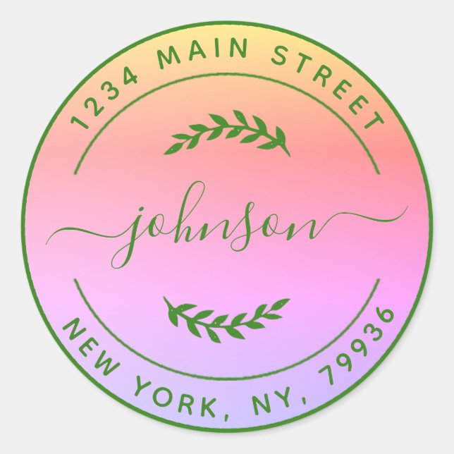 Pegatina Redonda Crea tu propia dirección de devolución redonda (Anverso)