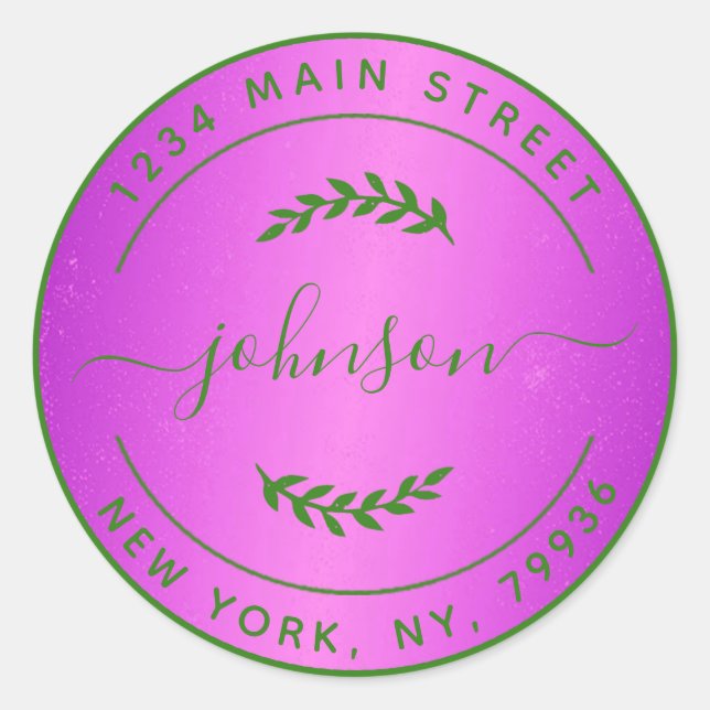 Pegatina Redonda Crea tu propia dirección de devolución redonda (Anverso)