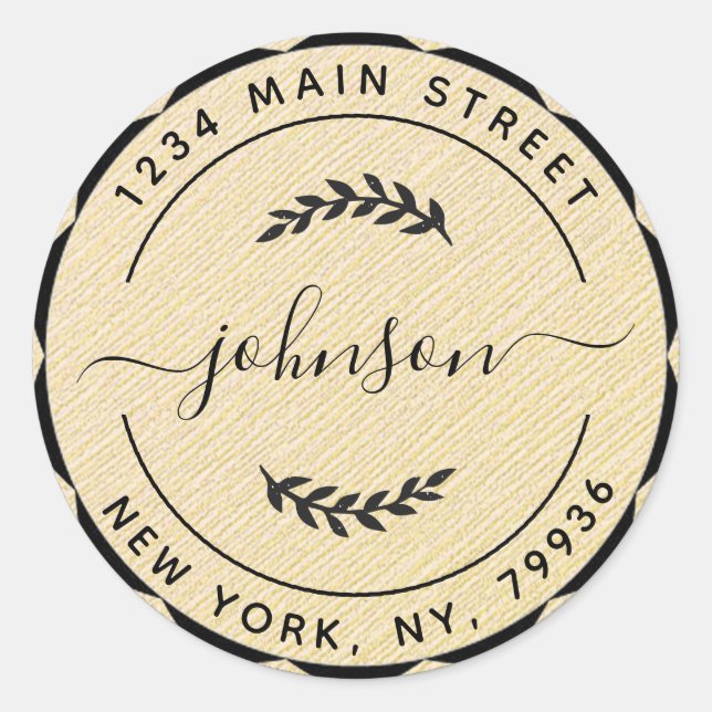 Pegatina Redonda Crea tu propia dirección de devolución redonda (Anverso)