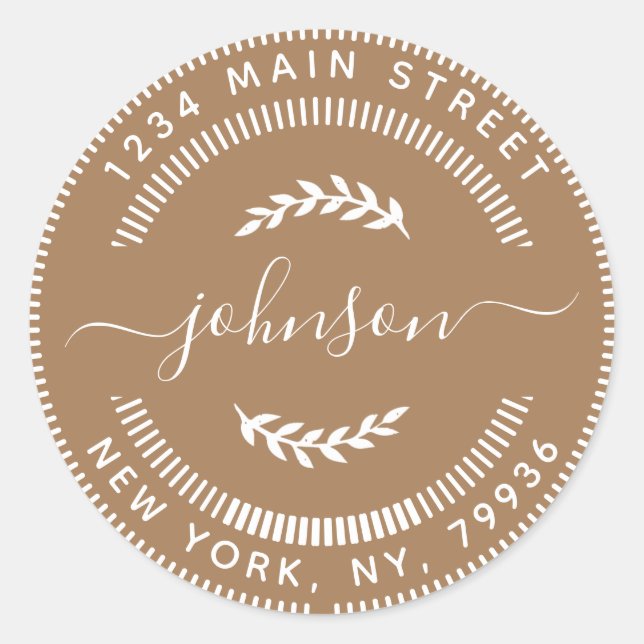 Pegatina Redonda Crea Tu Propia Dirección de Devolución Redonda (Anverso)