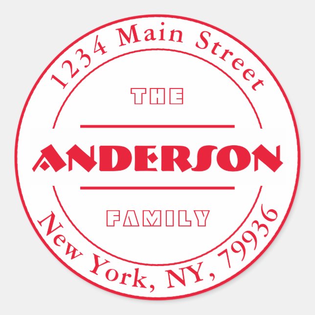 Pegatina Redonda Crea tu propia dirección de devolución redonda (Anverso)