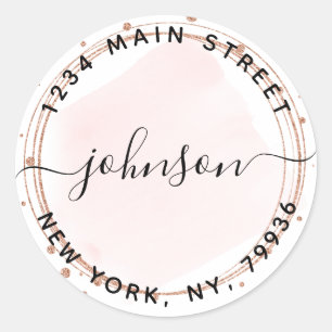 Pegatina Redonda Crea Tu Propia Dirección de Devolución Redonda