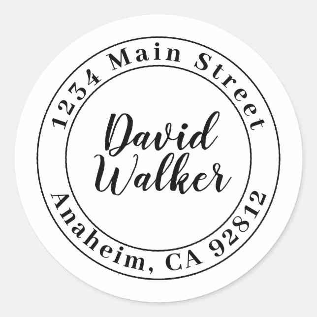 Pegatina Redonda Crea Tu Propia Dirección de Devolución Redonda (Anverso)