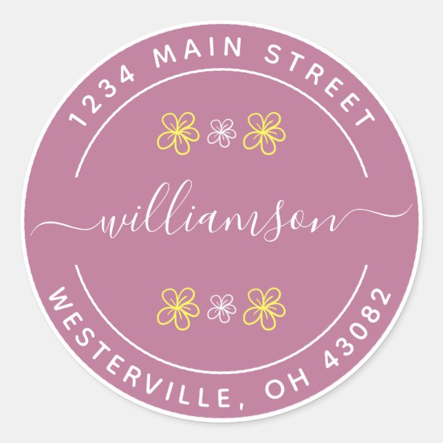 Pegatina Redonda Crea tu Propia Dirección de Devolución Redonda Clá (Anverso)