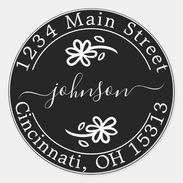 Pegatina Redonda Crea tu propia dirección de devolución redonda Clá (Anverso)