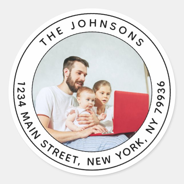 Pegatina Redonda Crea tu propia dirección de devolución redonda de  (Anverso)