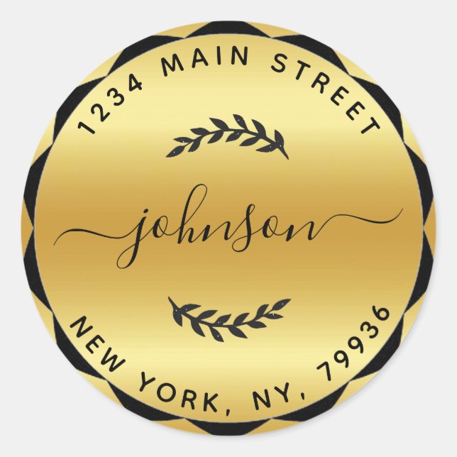 Pegatina Redonda Crea tu propia dirección de devolución redonda dor (Anverso)