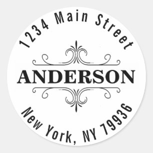 Pegatina Redonda Crea tu propia dirección de devolución redonda mod