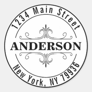 Pegatina Redonda Crea tu propia dirección de devolución redonda mod