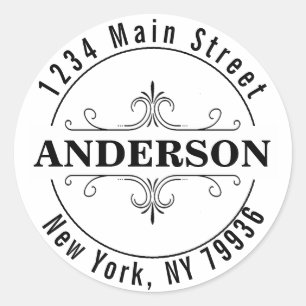 Pegatina Redonda Crea tu propia dirección de devolución redonda mod