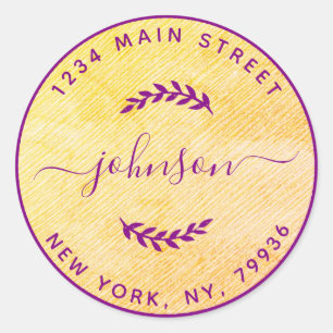 Pegatina Redonda Crea tu propia dirección de devolución redonda Mor