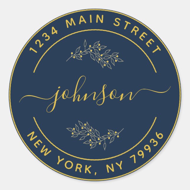 Pegatina Redonda Crea tu Propia Dirección de Devolución Redonda Neg (Anverso)