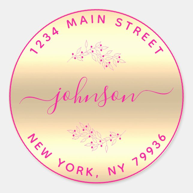 Pegatina Redonda Crea tu Propia Dirección de Devolución Redonda Ros (Anverso)