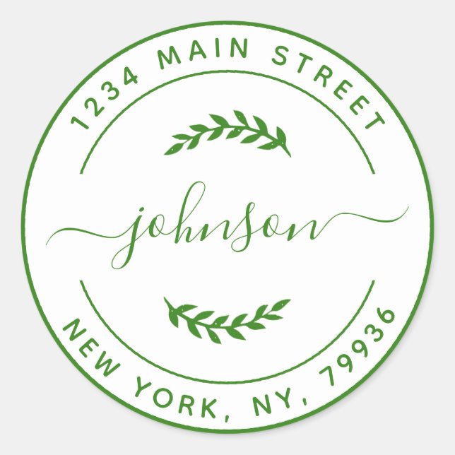 Pegatina Redonda Crea tu propia dirección de devolución redonda Ver (Anverso)