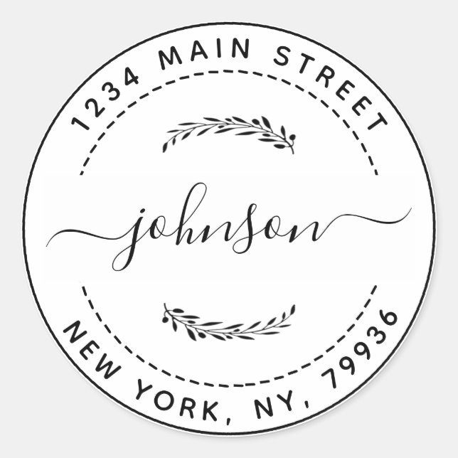 Pegatina Redonda Crea Tu Propia Dirección de Regreso Redonda (Anverso)