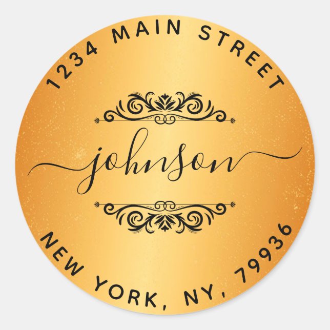 Pegatina Redonda Crea Tu Propia Dirección de Regreso Redonda (Anverso)