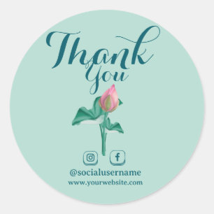 Pegatina Redonda Crea tu propia Mint Green Lotus Gracias Social