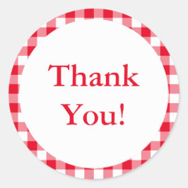 Pegatina Redonda Crea tu propio Gingham Gracias