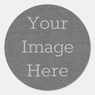 Pegatina Redonda Crea Tu Propio Lino de Arpillera de Trama de Gris 