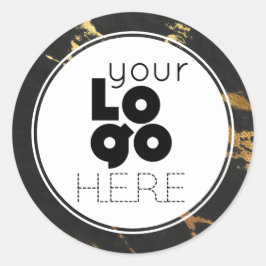 Pegatina Redonda Crea tu propio logotipo de mármol de Relieve metal