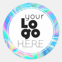 Pegatina Redonda Crea tu propio logotipo iridiscente para Faux Holo