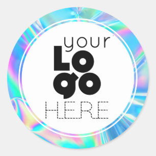 Pegatina Redonda Crea tu propio logotipo iridiscente para Faux Holo