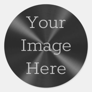 Pegatina Redonda Crea tu propio metal rojo negro cepillado