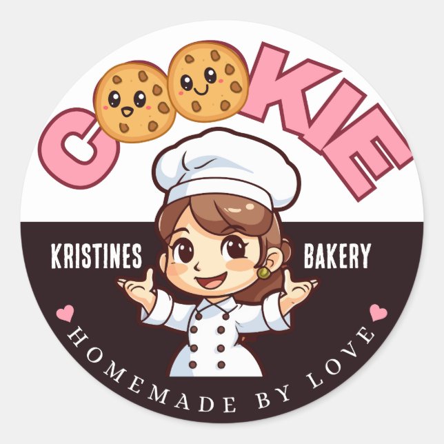 Pegatina Redonda Crea tu propio Personalizado casero con amor Baker (Anverso)