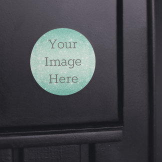 Pegatina Redonda Crea tu propio polvo de brillo azul acuático metál