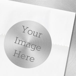 Pegatina Redonda Crea tu propio radial plateado metálico cepillado