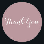 Pegatina Redonda Crea tu propio Rosa polvoriento Gracias<br><div class="desc">Un oro rosa polvoriento bonito con una caligrafía contemporánea blanca gracias al diseño boda. Cree su propio diseño pegatina boda. Moda y modernidad.</div>