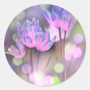 Pegatina Redonda Crea tus propias flores de primavera personalizada