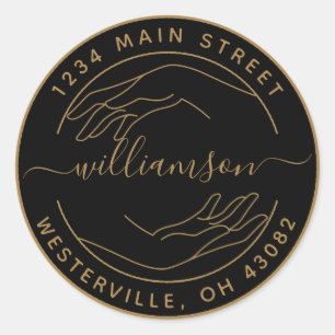 Pegatina Redonda Crea tus propias manos de mujer redondas dirección