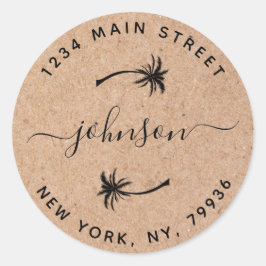 Pegatina Redonda Crea tus propias palmeras de dirección de devoluci