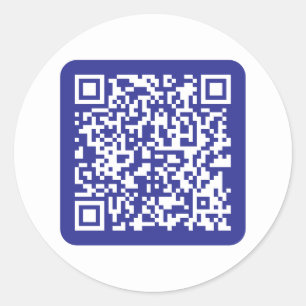 Pegatina Redonda Crea un código QR escaneable   Editable Azul Oscur