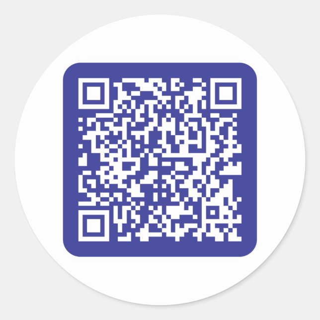 Pegatina Redonda Crea un código QR escaneable | Editable Azul Oscur (Anverso)