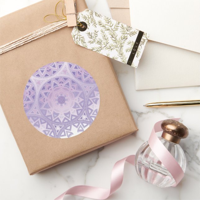 Pegatina Redonda Creación de Mandala, todos los puntos por uno 10 (Regalar)