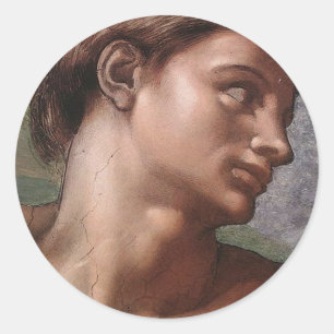 Pegatina Redonda Creación de Michelangelo Adam God Art