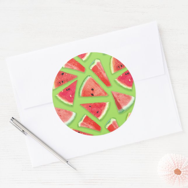 Pegatina Redonda Creación de patrones de sandía 3 (Sobre)