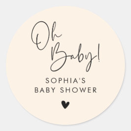 Pegatina Redonda Cream Beige Oh Baby Modern Boho Baby Shower