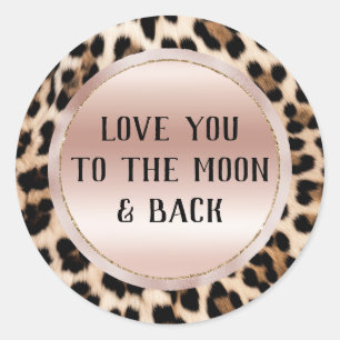 Pegatina Redonda Cream Black Brown Leopardo Rubor Pink